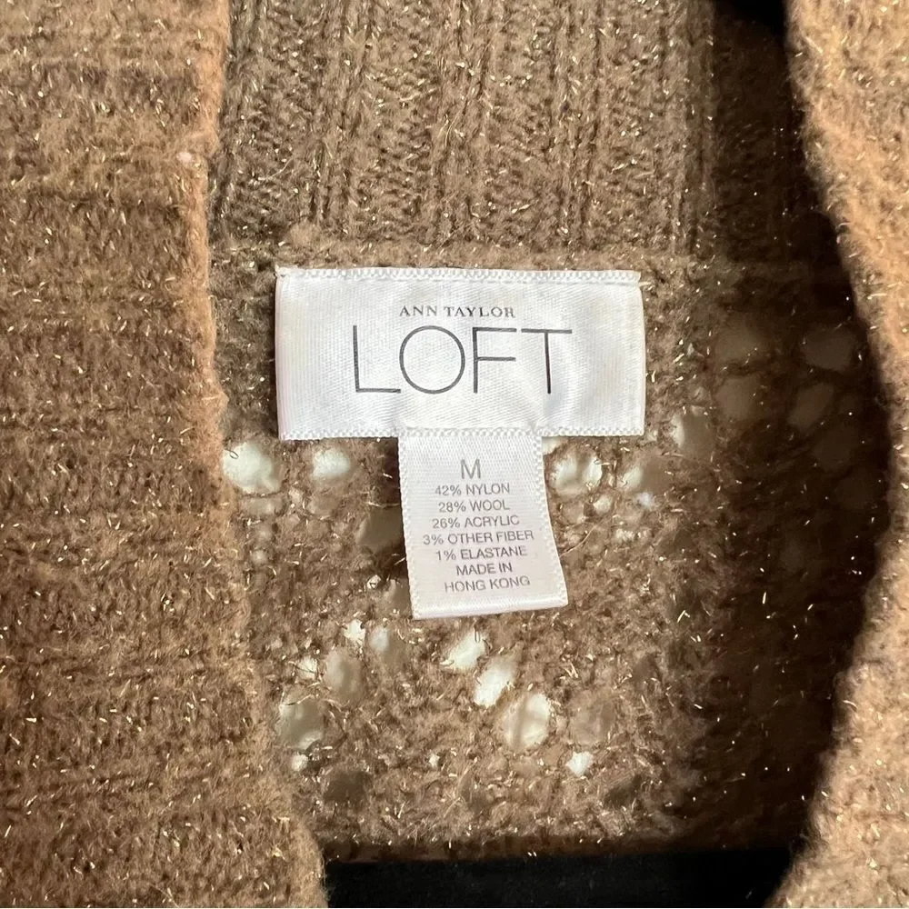 Loft Open Knit Brown Shrug with Long Sleeves Excellent condition Women's Medium